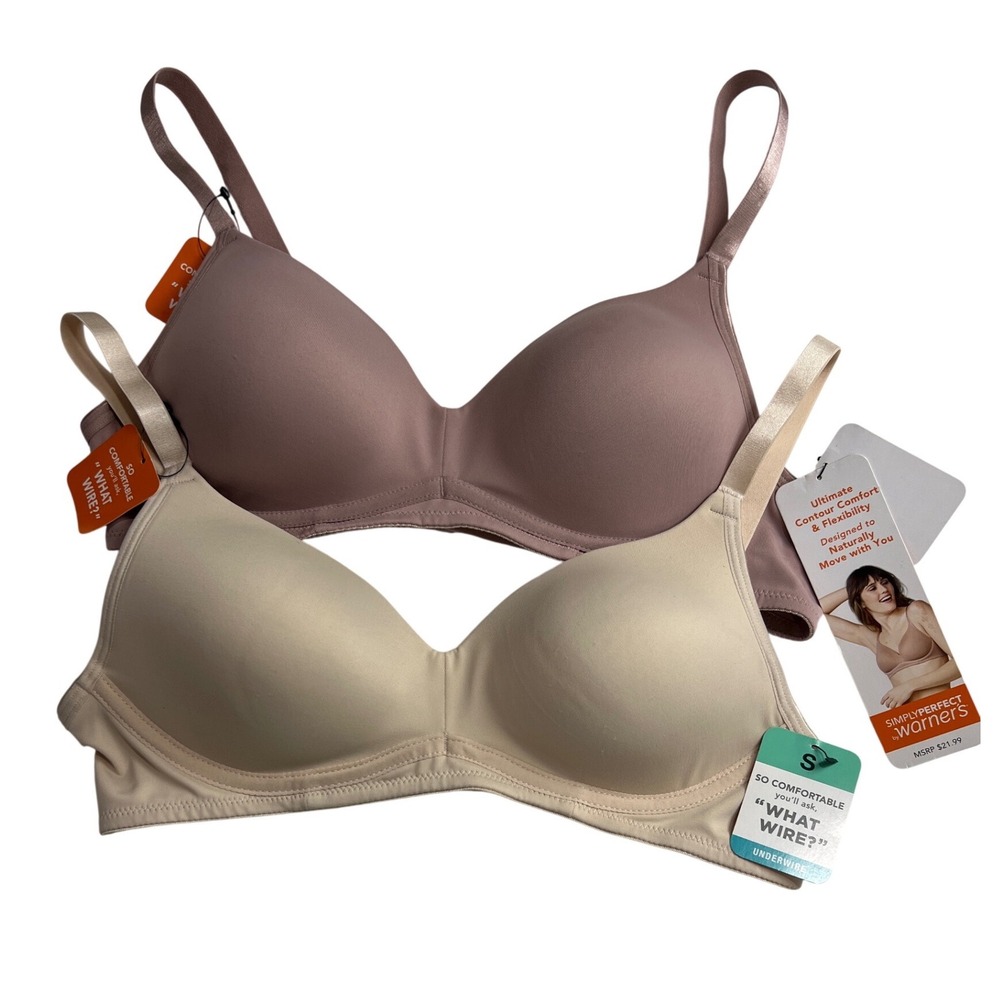 Simply Perfect Warner's Bras Women‎ S Nude Mauve 2PK UW Contour RA8961T NWT PE3